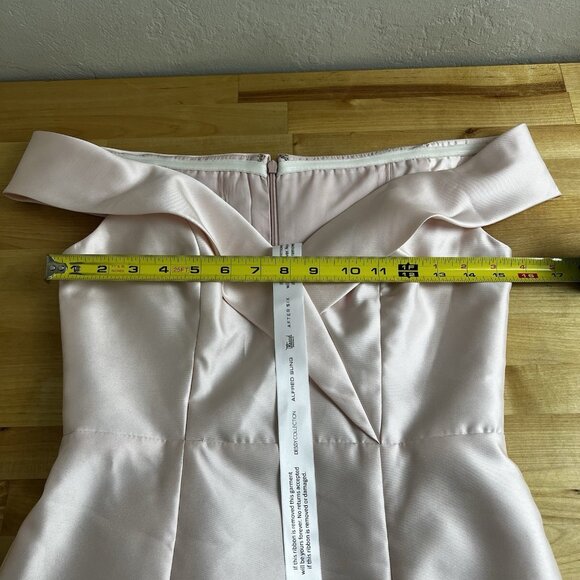 Alfred Sung D760 Off‎ the Shoulder Satin Twill Maxi Dress Gown Blush Pink Size 2 - Picture 10 of 13